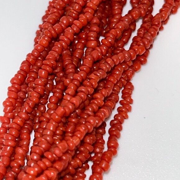 Vintage Coral Color Beaded Necklace With Ornate Metal Accents & Hook Clasp - Picture 7 of 11